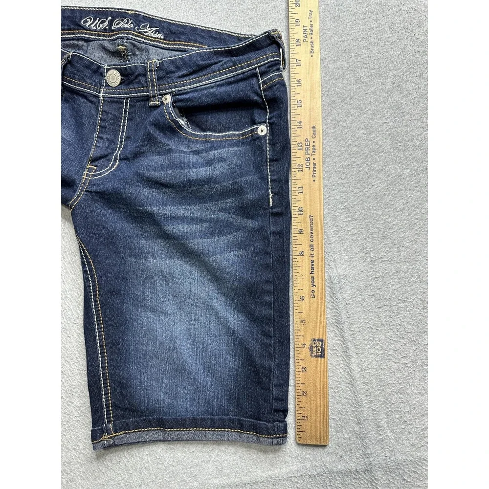 U.S. Polo Assn Shorts Womens 11/12 Blue Denim Jean Bermuda Embroidered Pockets